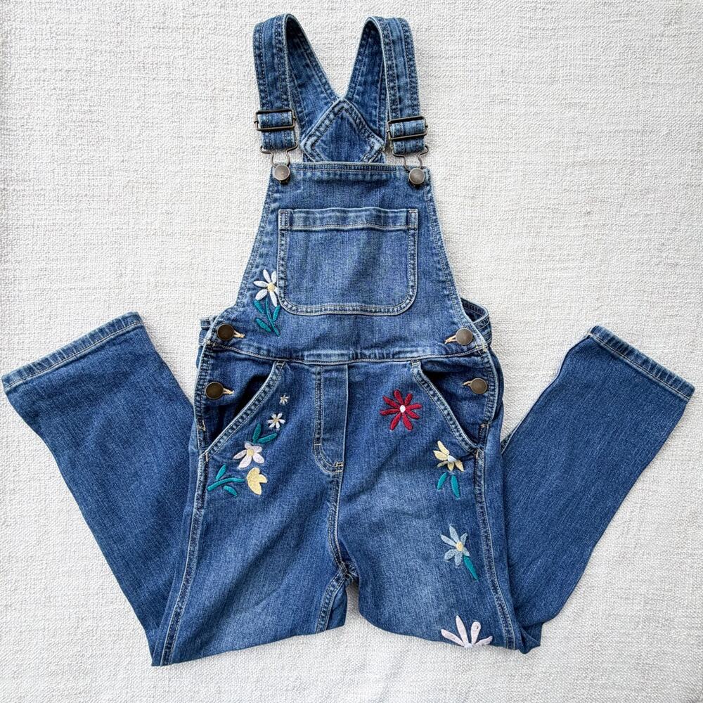 Hanna Andersson Embroidered Denim Overalls VGUC 8